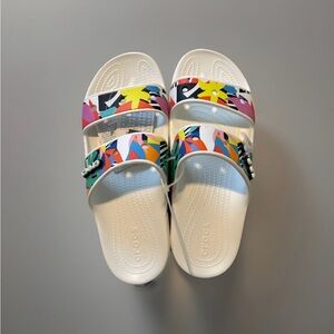 NEW Crocs Clog White/ Colorful Slide Sandals